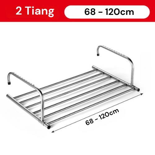 Gambar [COD] Nanjiren Jemuran Pakaian Balkon Apartemen Panjang Disesuaikan Kokoh Jemuran Gantung Stainless Anti Karat Jemuran Baju Sepatu Premium Quality - 2Hook, 68-120cm dari Nanjiren official store undefined Tokopedia