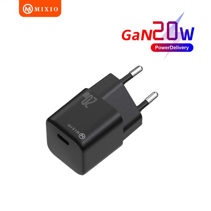 Gambar MIXIO MC-01 USB-C 20W Power Adapter Charger for iPhone & Android - MC-01 BLACK dari MIXIO undefined Tokopedia