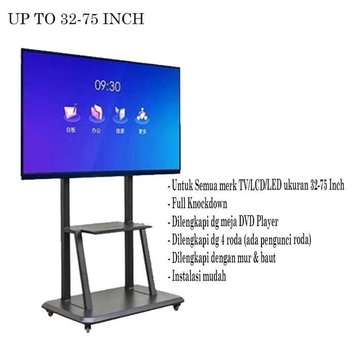 Jual Bracket / Breket Led Tv Standing Roda / Stand Desk 65 55 50 43 32 ...