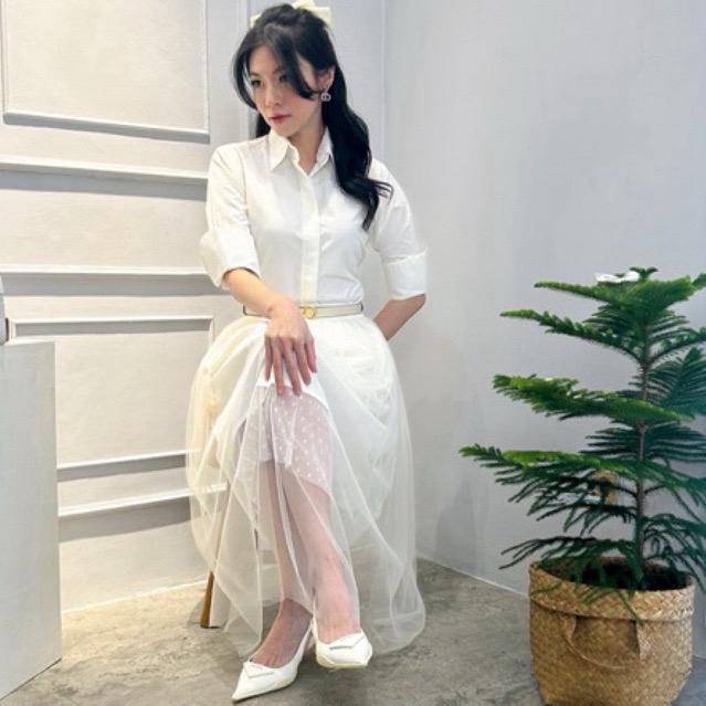 Gambar TENCEL SHIRT WANITA ATASAN TENCEL WANITA TOP TENCEL WANITA | LAURENT - Putih, S dari elcca id undefined Tokopedia