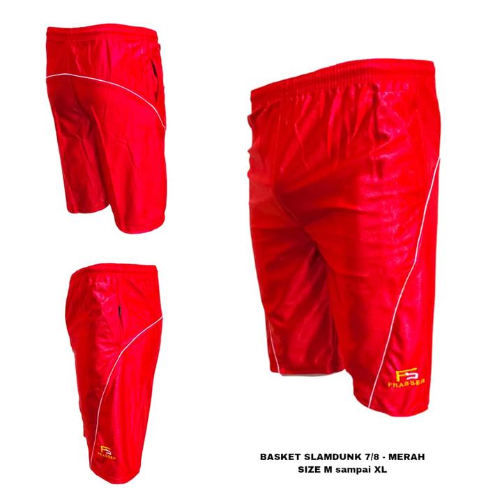Gambar Frasser Celana Basket Pendek Pria Wanita Unisex Olahraga  Bulutangkis Badminton Tenis  Santai Sporty Premium Termurah 100% Original CLBS 03 - 7/8 MERAH, M dari Frasser Kota Surabaya Tokopedia
