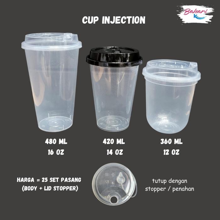 Gambar gelas fore cup injection 12 oz 360ml 14 oz 420ml 16oz 480ml 500ml dari Bahari Kemasan undefined Tokopedia