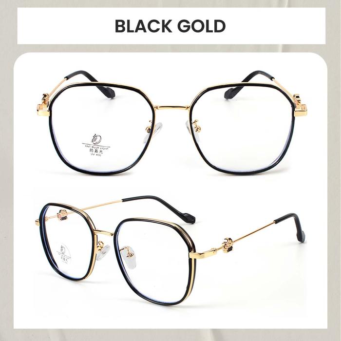 Gambar Kacamata Anti Radiasi Blueray Photocromic Minus Baca Frame Geometric Fashion Pria Wanita Bluecromic Berrybarton 23041 - Black Gold, Frame Only dari berrybarton.kacamata undefined Tokopedia
