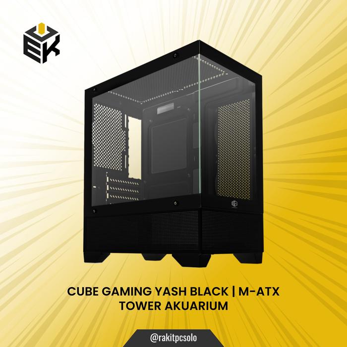 Gambar Casing CUBE GAMING YASH Black White - mATX - Tempered / Casing PC Gaming - Hitam dari ESJE Komputer undefined Tokopedia