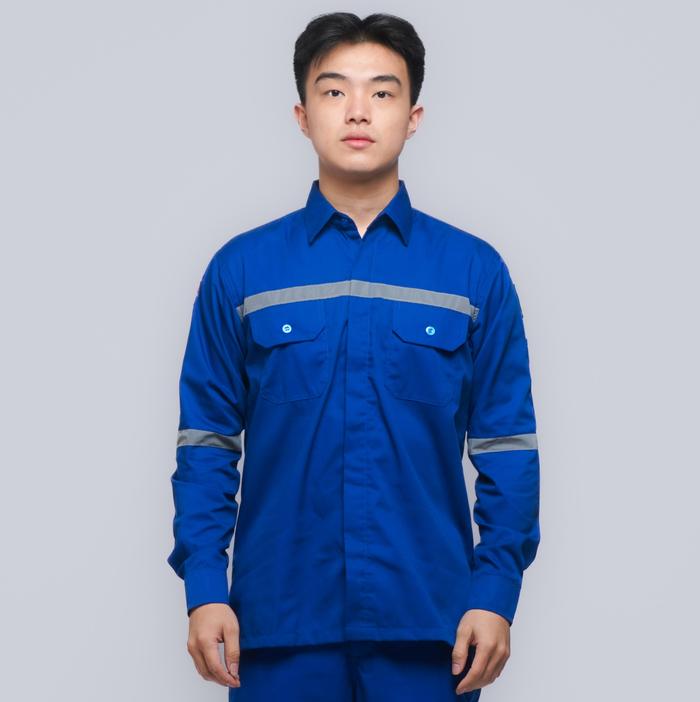 Gambar Baju Safety Kerja Lapangan Seragam Proyek Wearpack Lengan Panjang Marun - Biru, XXL dari INSRAGAM undefined Tokopedia
