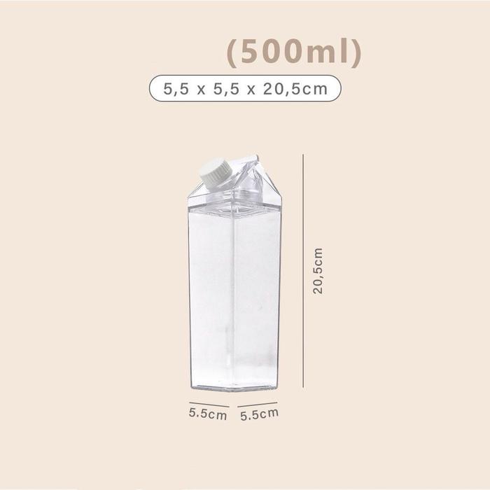 Gambar Botol Minum Kotak Susu Akrilik Tebal Polos/Motif 500/1000 ml Acrylic Tebal Bening Transparan - 500ml dari DeHome Store_NEW undefined Tokopedia