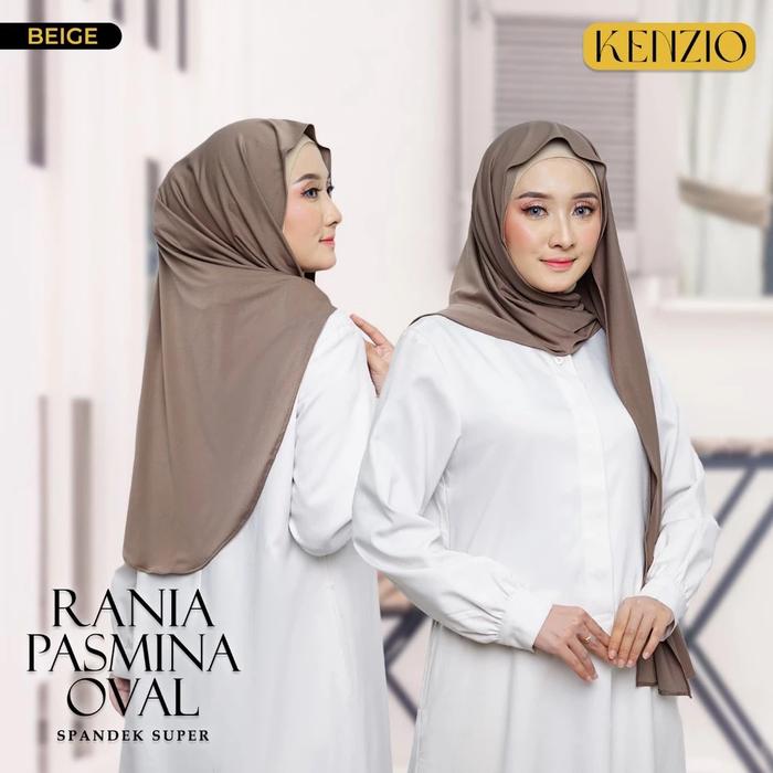 Gambar Jilbab Pashmina Oval Rania Jersey Spandek Super Premium By Kenzio - Beige dari kyztore undefined Tokopedia