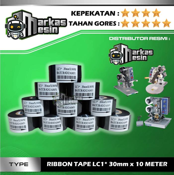 Gambar Ribbon Tape 30 mm x 100 m LC1 Pita coding Tinta cetak expired date - LC1* dari Markas Mesin undefined Tokopedia