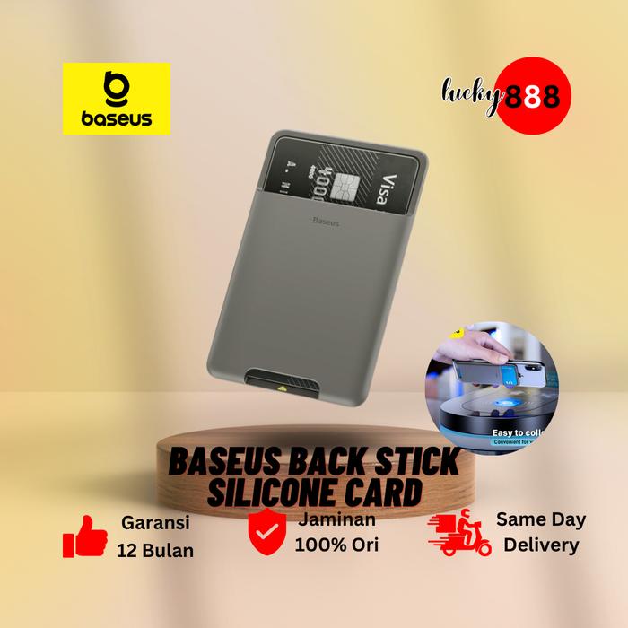 Gambar Baseus Back Stick Silicone Card Bag - Dark Grey - Dark Grey dari Lucky 888 Shopp undefined Tokopedia