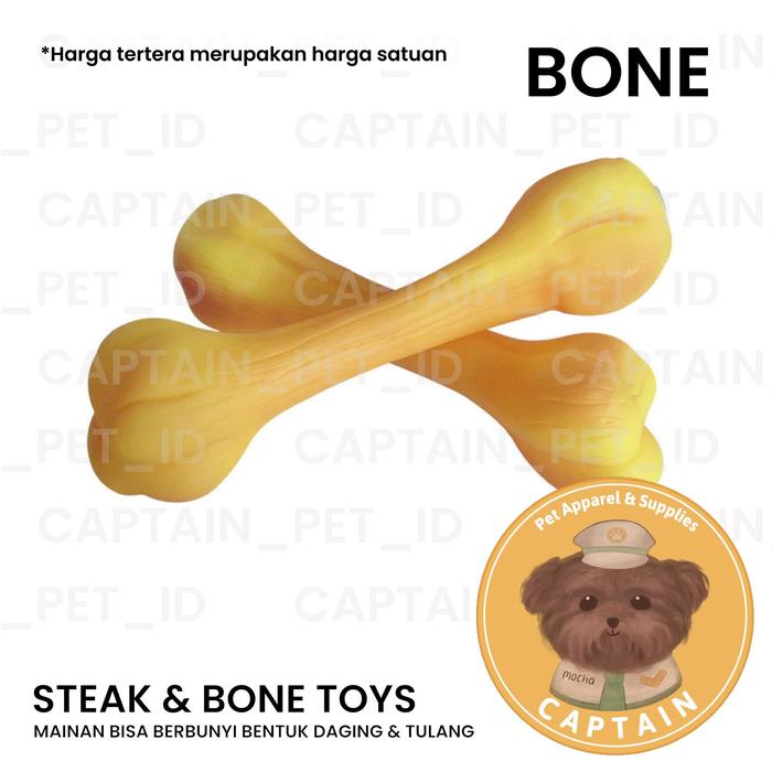Gambar MAINAN GIGIT STEAK BONE TOYS BISA BERBUNYI SQUEAKY PET TOYS ANJING KUCING LUCU BAHAN LATEX KARET - Bone dari CaptainPetId undefined Tokopedia