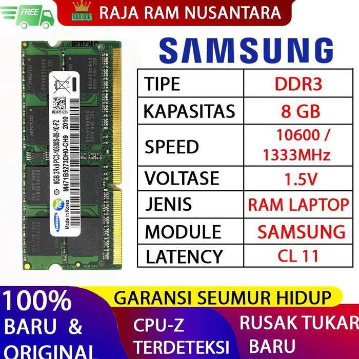 Jual Ram Laptop Samsung Ddr3 8Gb 10600 1333Mhz Ori Ram Sodimm - Main Image