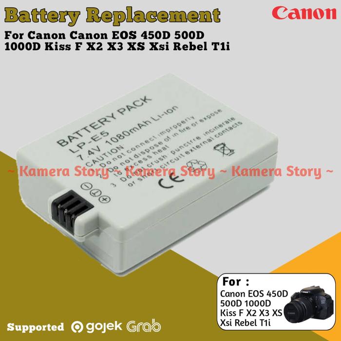 Baterai Battery Lp-e5 Dslr 1080 Mah For Camera Canon Eos 450d 500d