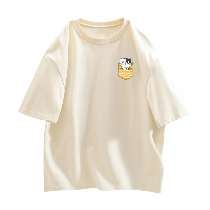 Gambar Three Pigeon T-Shirt CAT POUCH - Kaos High Quality 100% Cotton - Apricot, XL dari Three Pigeon Official undefined Tokopedia