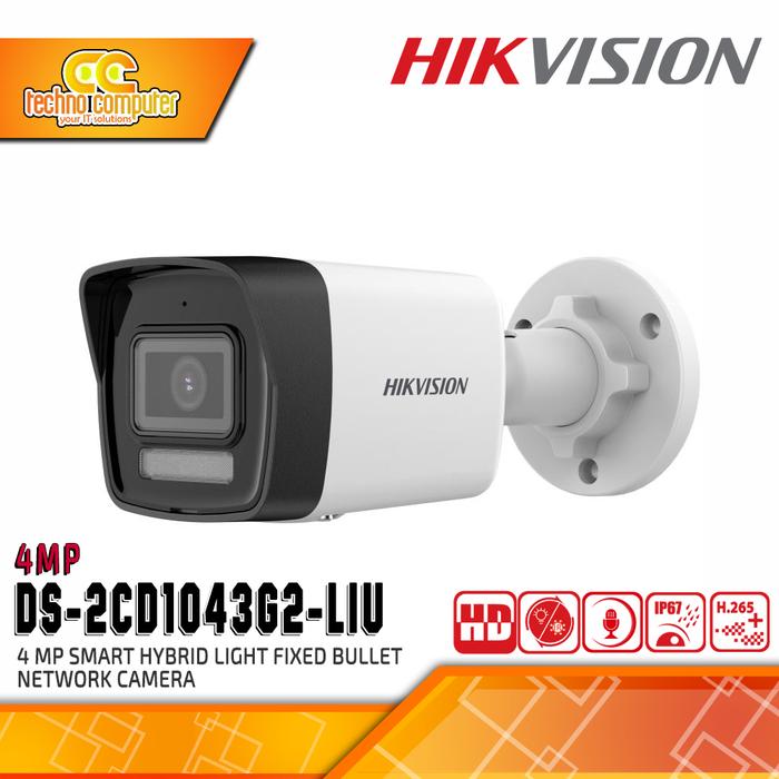Gambar HIKVISION DS-2CD1043G2-LIU 4MP OUTDOOR Smart Hybrid Light Fixed Bullet Network Camera CCTV dari Techno Computer Bali undefined Tokopedia