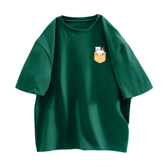 Gambar Three Pigeon T-Shirt CAT POUCH - Kaos High Quality 100% Cotton - Dark Green, M dari Three Pigeon Official undefined Tokopedia