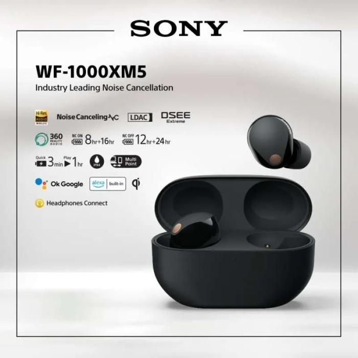 Gambar Sony WF-1000XM5 WF1000XM5 WF1000 XM5 Noise Canceling Truly Wireless - Black dari Calosastore undefined Tokopedia