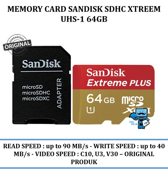 Memory Card Sandisk SDHC Xtreem UHS-1 64GB di Das Technology Tokopedia