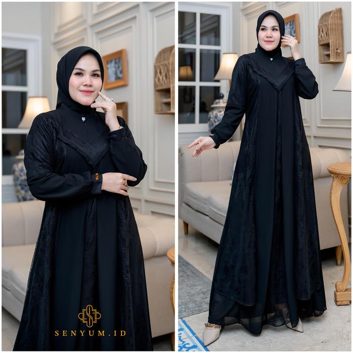 Gambar (COD) Gamis Hijab Wanita Terbaru Model Simple Mewah Dan Elegan - Hitam, M dari sigawa store_NEW undefined Tokopedia