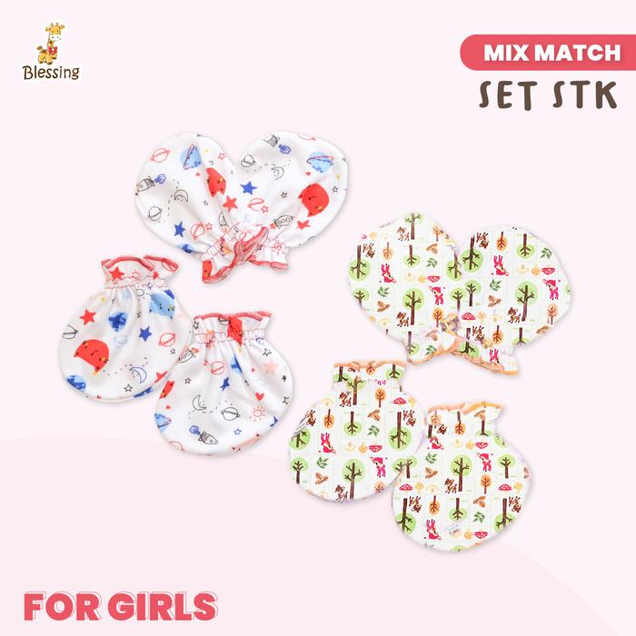 Gambar BLESSING Babywear Sarung Tangan Kaki Neci -MIX Motif- SIZE: NB - GIRLS dari BLESSING Babywear undefined Tokopedia