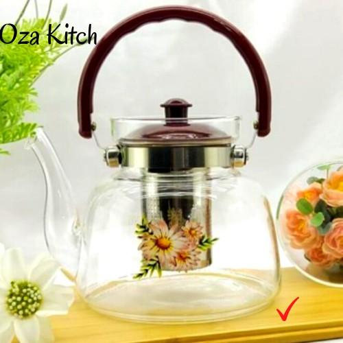 Gambar Teko Kaca TahanPanas/MakerTeko Teh Dengan Saringan/GLASS TEAPOT 1800ML - 2200ml dari Oza Kitch undefined Tokopedia