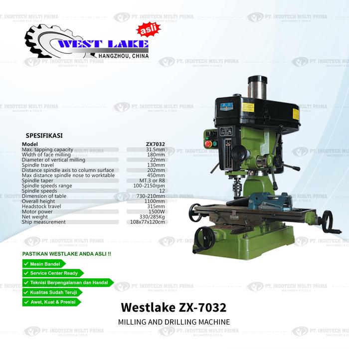 Gambar Westlake Asli - Mesin Bor Duduk, Milling And Drilling Machine ZX-7045 / ZX-7032 - ZX-7032 dari Indotech Multi Prima undefined Tokopedia