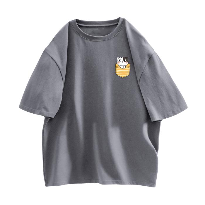Gambar Three Pigeon T-Shirt CAT POUCH - Kaos High Quality 100% Cotton - Dark Grey, 3XL dari Three Pigeon Official undefined Tokopedia