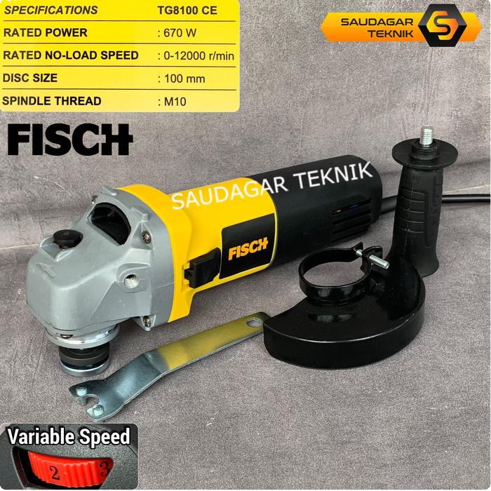 Gambar Mesin Gerinda Tangan 4 Inch Angle Grinder Fisch 4' Variable Speed - NON PAKET dari Saudagar Teknik undefined Tokopedia