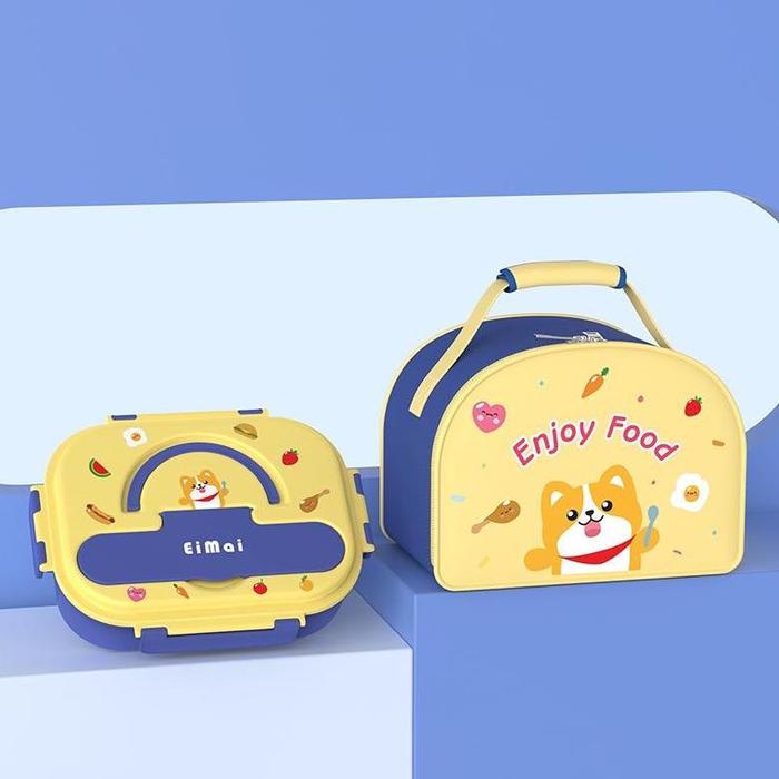 Gambar Populer Lunch Box Anak Sekat 4 Stainless 316 Kotak Bekal Anak Karakter - Biru+Tas, Tanpa Bubble dari true pedia store undefined Tokopedia