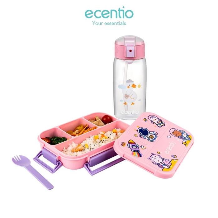 Gambar ecentio lunch box set 1000ml anak dan botol minum anti bocor bpa free - C dari danroni undefined Tokopedia
