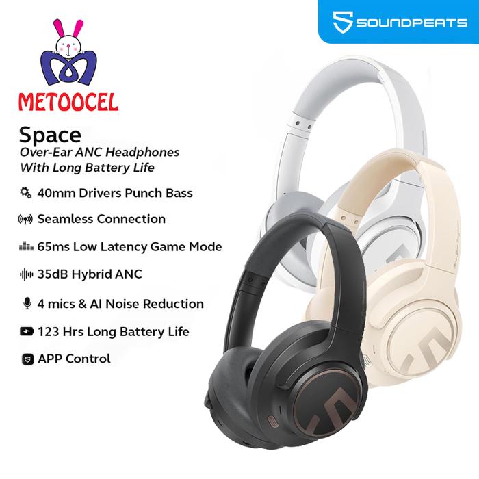 Gambar SoundPEATS Space Hybrid ANC Wireless Over-Ear Headphone dari Metoocel Official undefined Tokopedia