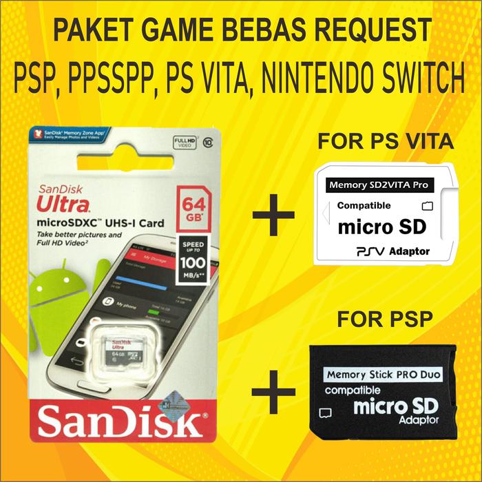 Gambar Memory Mmc Psp Ppsspp Ps Vita 128GB 128 Gb Full Game Bebas Request - 64 GB dari GilGAMEZ undefined Tokopedia