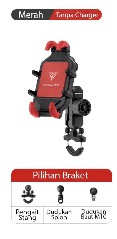 Gambar Motowolf Phone Holder 2827D Motor Anti Getar Plus Braket Action Cam - Merah, Stang dari MOTOWOLF CIBINONG undefined Tokopedia