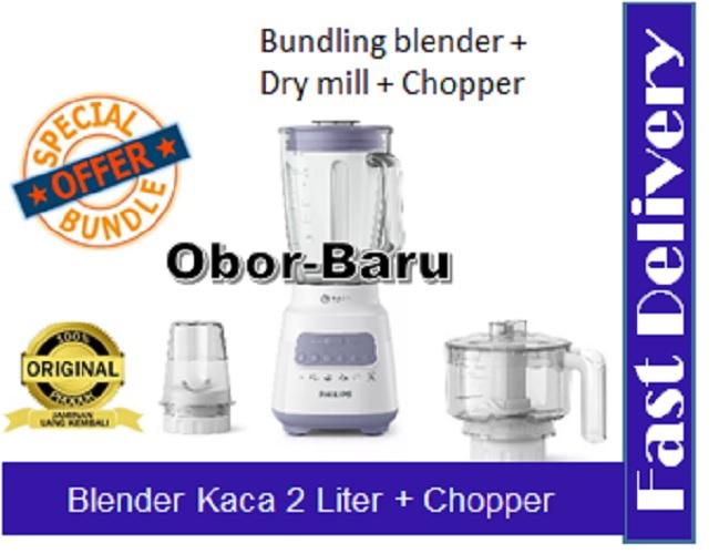 Gambar Philips Bundling Blender Kaca 2L HR2222 Abu + Chopper - HR2222+HR3210 dari OborBaru undefined Tokopedia