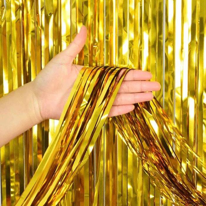 Gambar Foil Curtain Tirai Rumbai 2x1m Party Backdrop - Gold dari BLS Storee undefined Tokopedia