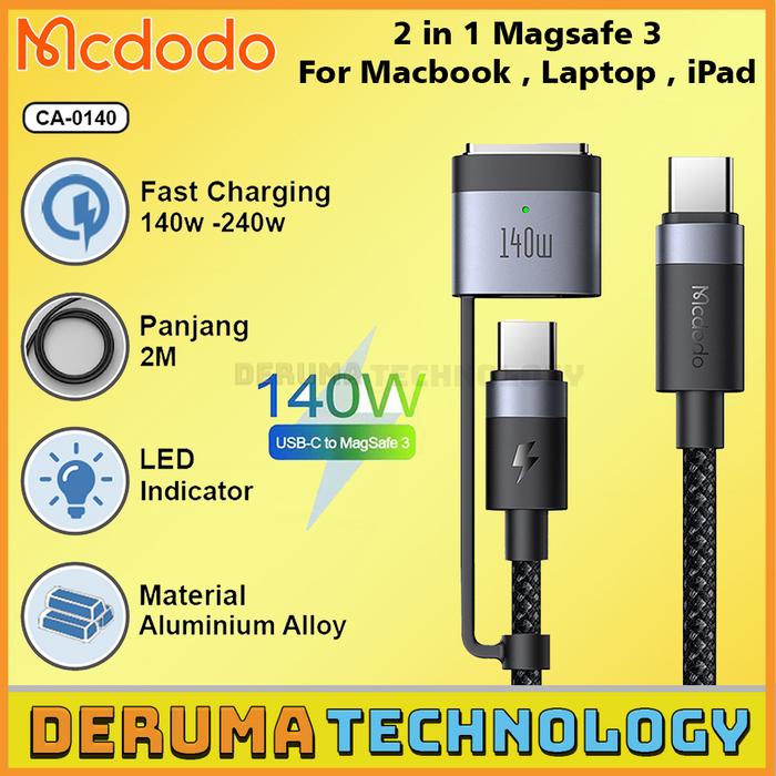 Gambar MCDODO Kabel 2in 1 Magsafe 3 Charger + PD3.1 Type C Fast Charging 140w -240w Max For iPhone 15 Pro Max Macbook Air Pro M2 M1 - CA-0140 2in1 dari DERUMA TECHNOLOGY OFFICIAL undefined Tokopedia