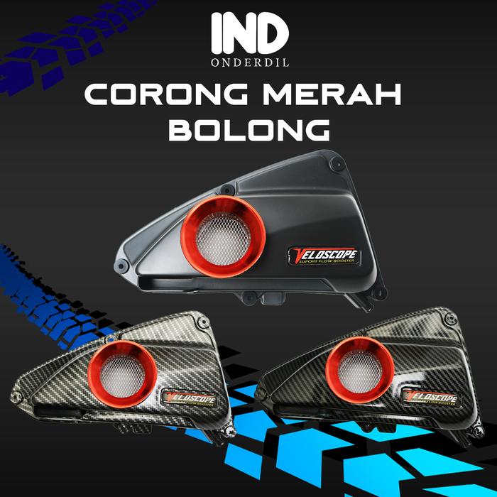 Gambar Tutup Box Filter Veloscope Carbon Beat Deluxe 2020/Genio/Scoopy 2021 - Merah Bolong, polos dari IND Onderdil undefined Tokopedia