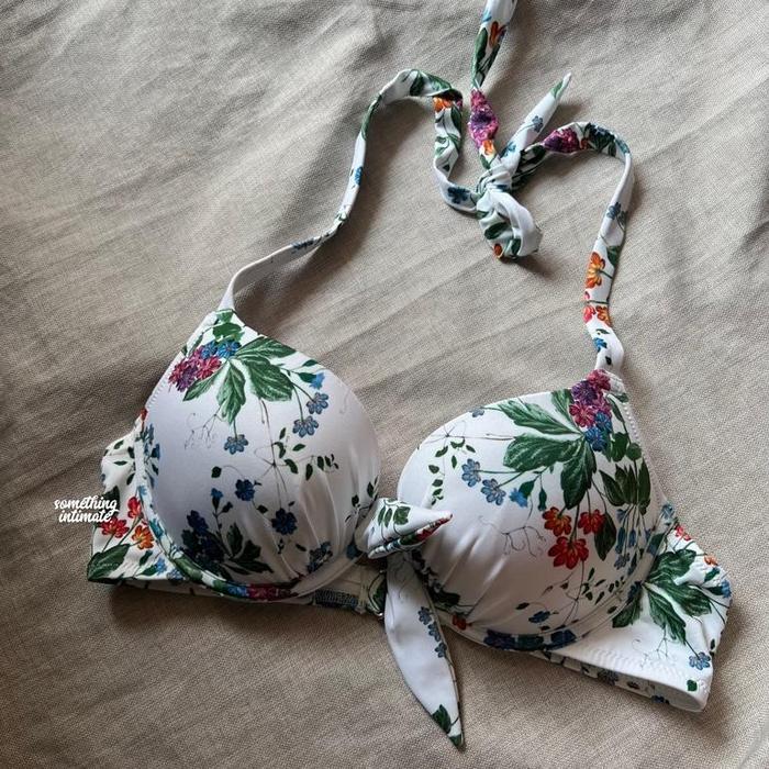 Gambar H&M Bombshell Pushup Lace Tied Bikini Set / Pushup Bikini Monokini - Floral Green, 34B dari Abadi Mart'' undefined Tokopedia