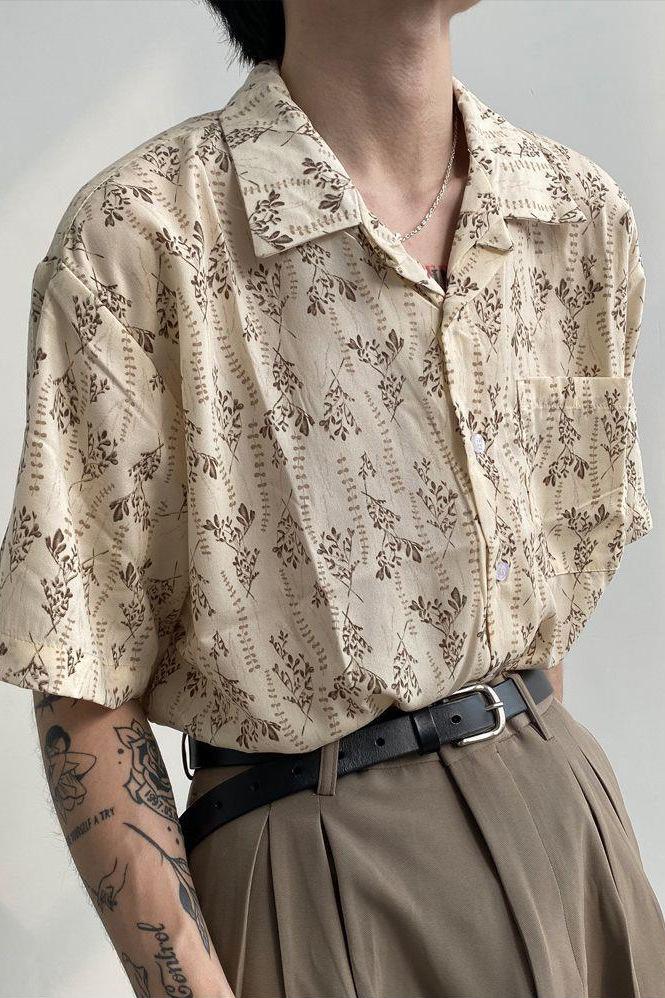 Gambar 2024 Summer Small Flower Cuba Collar Vintage Hawaiian Shirts Men Holiday Beach Shirts Couple Clothing Male Top - beige, XXL dari hanhan2015 undefined Tokopedia
