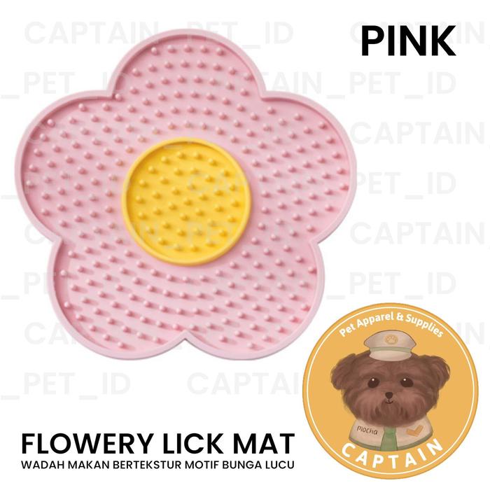 Gambar LICK MAT PET SLOW FEEDER BENTUK FLOWER TEMPAT MAKAN MOTIF BUNGA UNTUK ANJING KUCING DOG FEEDER MAT - Pink dari CaptainPetId undefined Tokopedia
