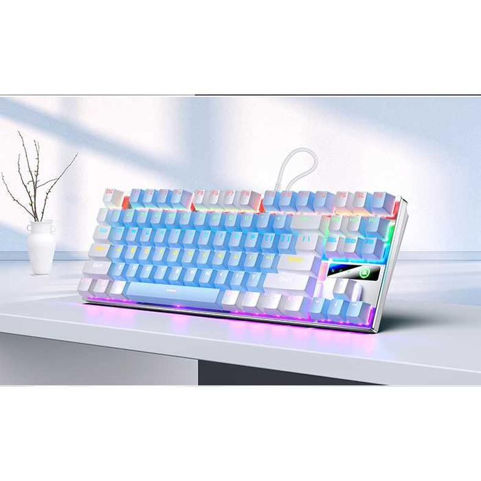 Gambar YINDIAO Mechanical Keyboard Gaming Wired USB RGB Blue Switch - Biru Putih, 87 Keys dari DharmaStr undefined Tokopedia