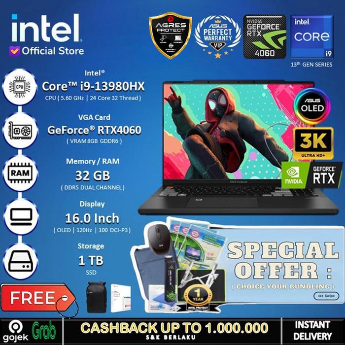 Gambar ASUS Vivobook Pro 16X OLED K6604JV - RTX4060 I9 13980HX 32GB 1TB 120Hz - Non Bundle, Windows 11 HOME dari INTEL STORE ID undefined Tokopedia