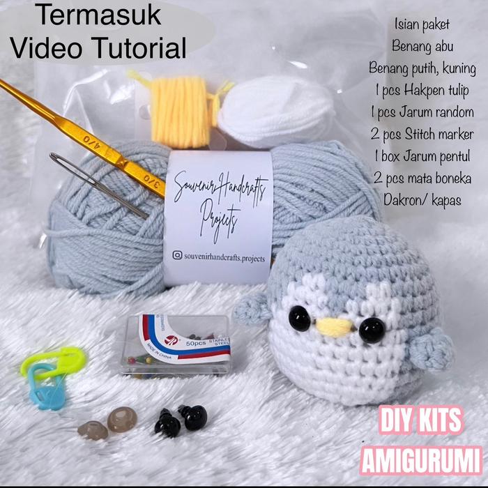 Gambar DIY Crochet Baby Penguin Kit - Paket DIY Kits Crochet - Paket Rajut - Penguin Grey, DIY KITS dari Souvenir Handcrafts Projects undefined Tokopedia