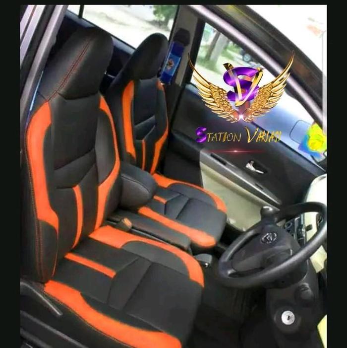Gambar sarung jok mobil calya sigra full set 3 baris - Orange dari car seat station sarung jok undefined Tokopedia