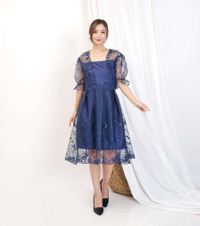 Gambar K196 Dress Wanita Korean Style / Dress Kondangan gaun pesta elegan / Dress Wanita Kekinian / Dress Bridesmaid Wedding Dress / Dress Natal / Dress Graduation / Dress kondangan wedding dress Brokat kondangan / Dres Wanita - Navy, All Size dari Kenmoderu_NEW undefined Tokopedia