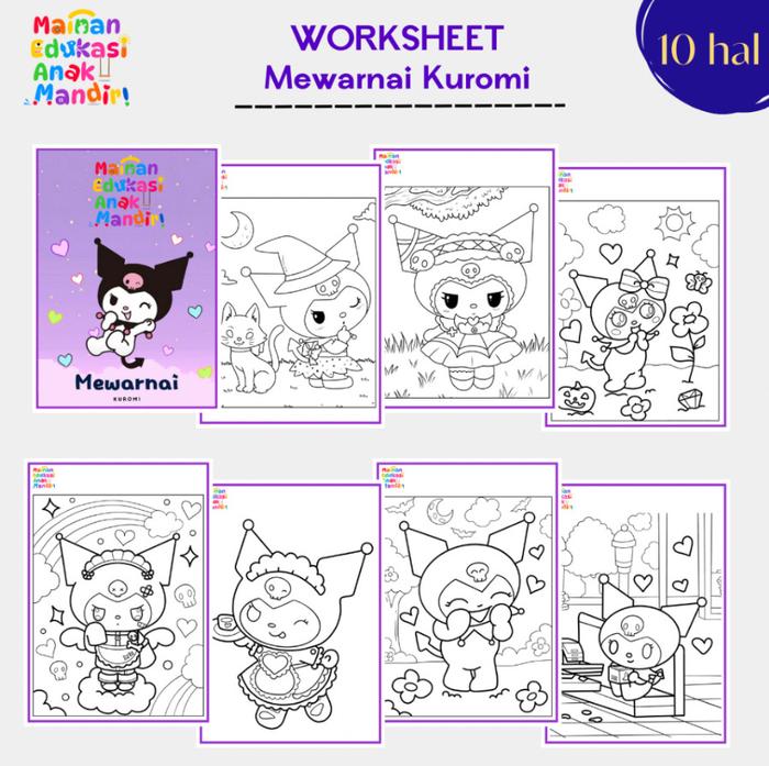 Gambar ISI 10 PAKET Buku Mewarnai Bergambar Anak Balita TK Paud SD 2 3 4 5 6 Tahun Perempuan Laki Laki Menggambar Coloring Book For Kids Banyak Tema - mewarnai KUROMI dari MEAM Mainan Edukasi undefined Tokopedia