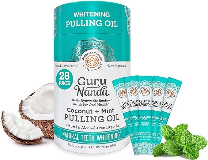 Gambar GuruNanda Oil Pulling Travel Sachets (Pack of 28) - 100% Pure Blend of Coconut & 7 Essential Oils with Vitamins - Supports Fresh Breath & Oral Health - import USA dari USA Store 95 undefined Tokopedia