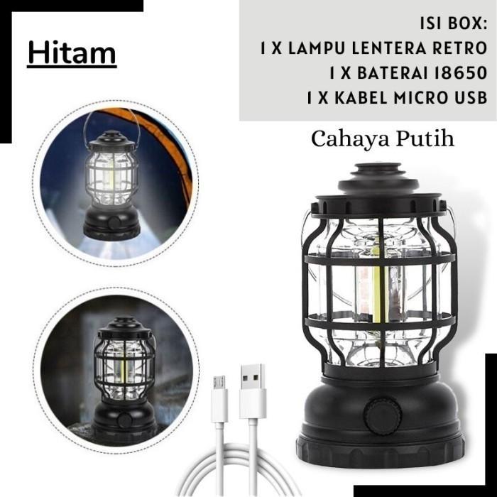 Gambar Lampu Lentera Camping LED Model Petromak / Lampu Tenda Kemah Outdoor Emergency Rechargeable - Putih Terang dari Lampu Surya Official undefined Tokopedia