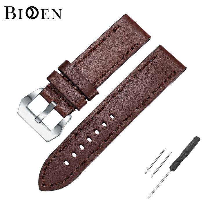 Gambar BIDEN Tali Kulit Pria Asli Jam Tangan Leather Strap 22/24mm untuk anak - Cokelat, 22mm dari Rebirth Jam Tangan undefined Tokopedia