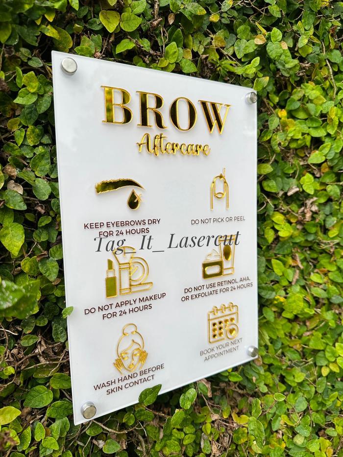 Gambar FREE BAUT AKRILIK Signage Salon Nail Lash Eyebrow Eyelash Aftercare Acrylic Sign Kuku Bulu Mata Extention Alis Papan Display Nailart Pajangan Kutex Gel Room Wall Decor Art Hiasan Poster Mewah - Brow, Putih dari Tag_It_Caketoppee undefined Tokopedia