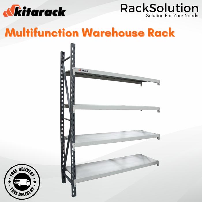Gambar Rak Gudang Besi 300kg / Layer Light Duty Jointer Rack 2 Meter Panjang 1.5M Abu - Putih, 3 Layer dari Racksolution undefined Tokopedia